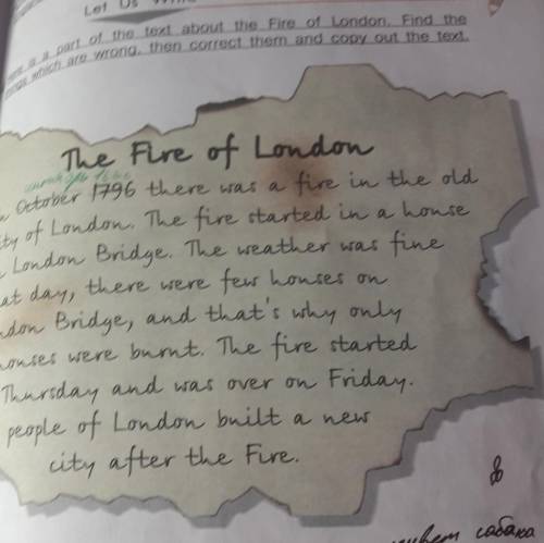 Here is a part of text about the Fire of London ​