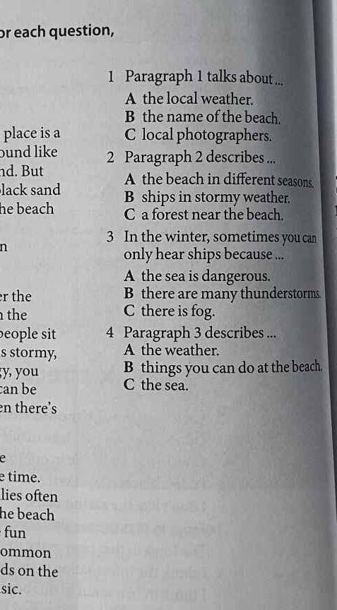 Read this description of a favourite local place and for each question,choose the correct answer,A,B