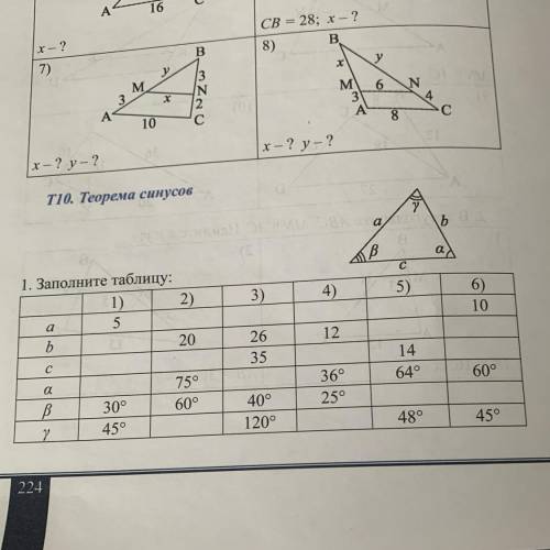 Теорема синусов таблица как это высчитать?