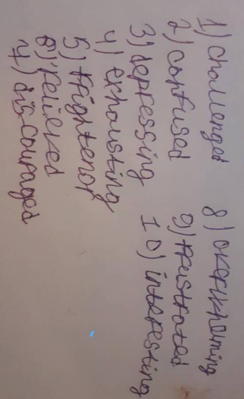 Ex.2. Write the adjective in parenthesis with the correct ending (ed or *ing).Peter thought the m