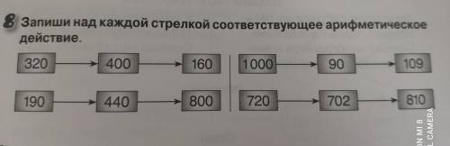 Запиши. Над каждой стрелкой соответствующие арифметическое действие