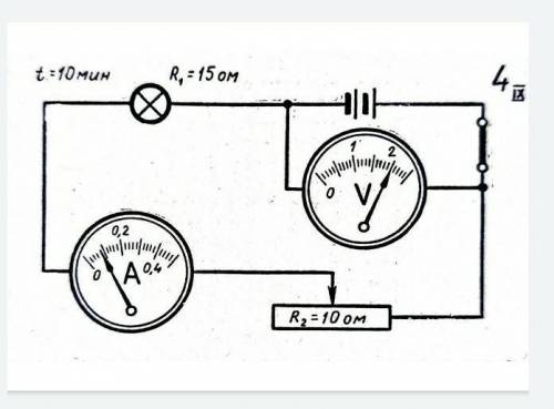 1. Перечертите схему в тетрадь 2.Определите цену деления амперметра и вольтметраЗ.Снимите показания