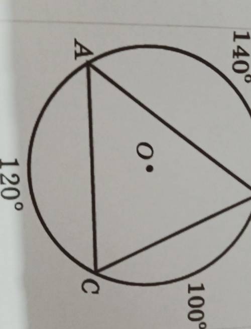 Вершины треугольника ABC, вписанного в окружность, делят окружность на части, градусные величины кот