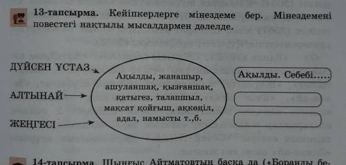 13-тапсырма. Кейіпкерлерге мінездеме бер. Мінездеменіповестегі нақтылы мысалдармен дәлелде.​