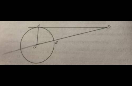 1) Отрезок AD равен 40, прямая AD касается окружности радиуса 9 с центром O в точке A. Окружность пе