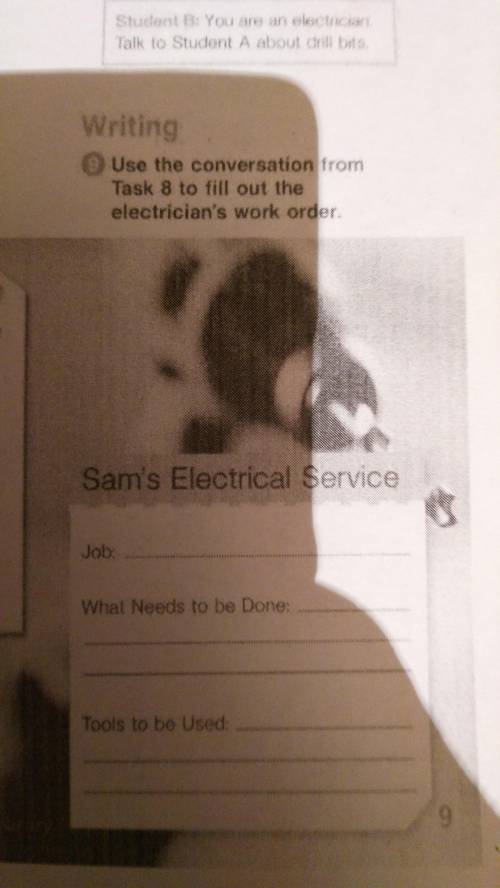 Use the conversation from task 8 to fill out the electrician's work order. Sam's electrical service.