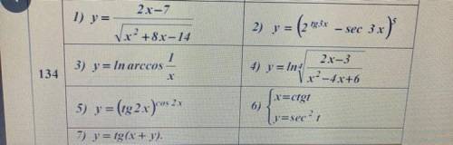 В задачах для функції заданих явно (1-5) знайти похідні dy/xy, а для функції заданих неявно знайти п