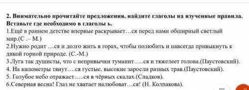 2. Внимательно прочитайте предложения, найдите глаголы на изученные правила. Вставьте где необходимо