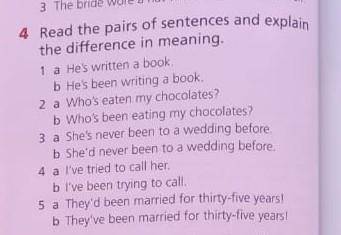 4 Read the pairs of sentences and explain the difference in meaning. 1 a He's written a book. b He's