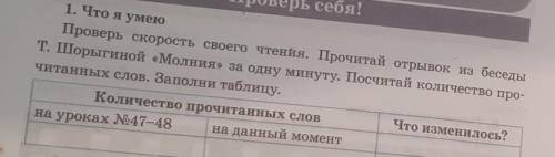 ДОСТИЖЕНИЙ «Молния» Проверь себя!1. Что я умеюПроверь скорость своего чтения. Прочитай отрывок из бе