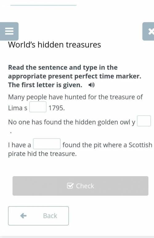 + 32QOnline Mektep - BilimLandWorld's hidden treasuresRead the sentence and type in the appropriate