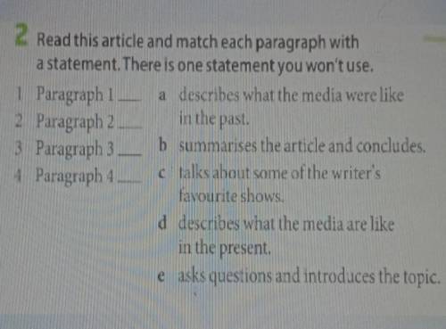 2 Read this article and match each paragraph witha statement. There is one statement you won't use.1