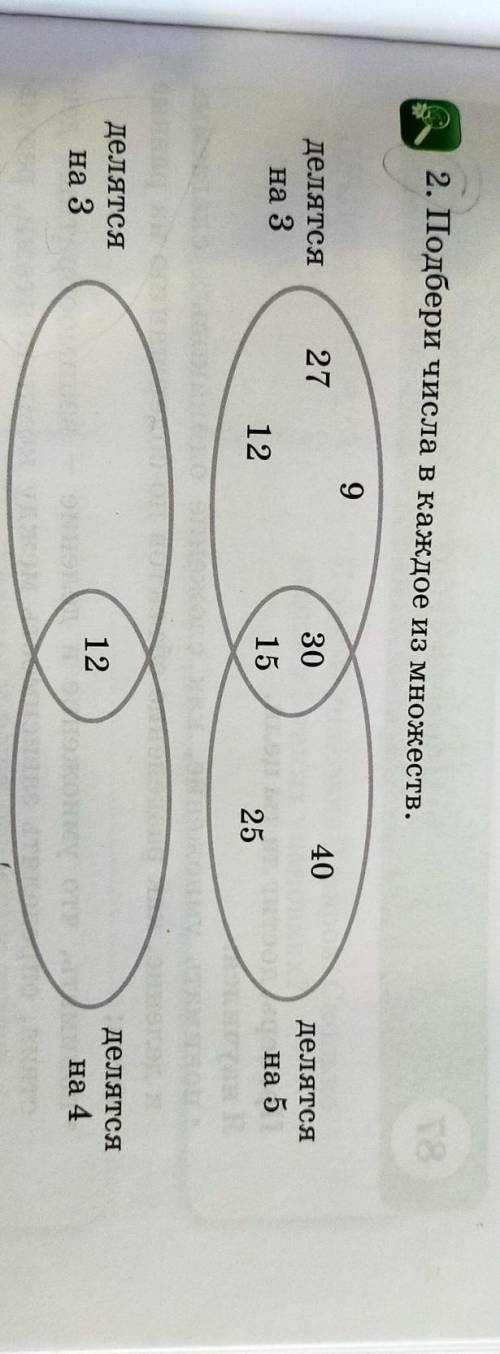 Подбери числа в каждое из множеств делятся на 3 ?делятся на 4 ?​