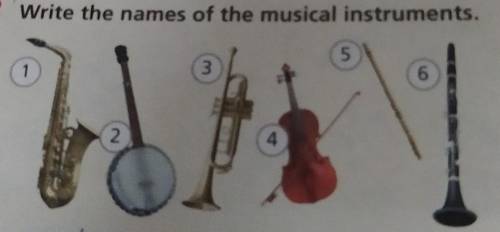 Write the names of the musical instruments.​