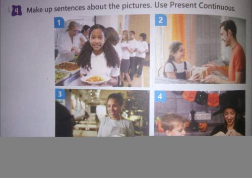 Make up sentences about the pictures . Use Present Continuous . ОТВЕТЬТЕ БЫСТРЕЕЕЕ!