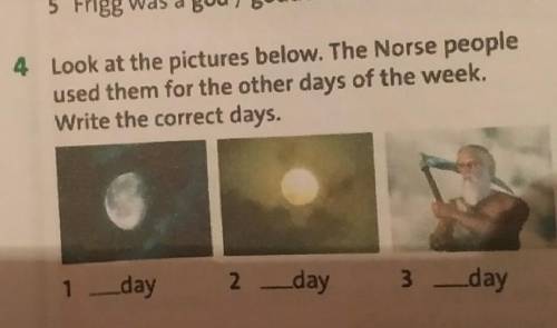 Look at the pictures below. The Norse people used them for the other days of the week.Write the corr