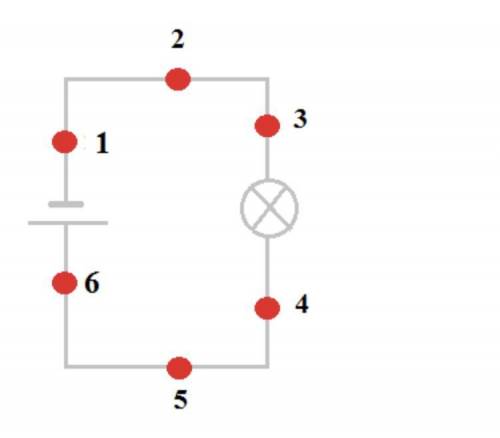 Можно сказать о силе тока через поперечное сечение проводника в точках 3 и 4 цепи, изображённой на р