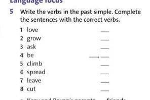 Exercise 5. Write the verbs in the past simple. Complete the sentences with the correct verbs ​