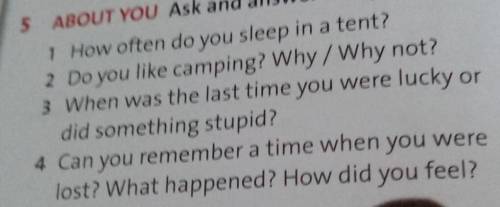 Ex 5 P 70 About you Ask and answer the question 1.How often do you sleep in a tent2.Do you like camp