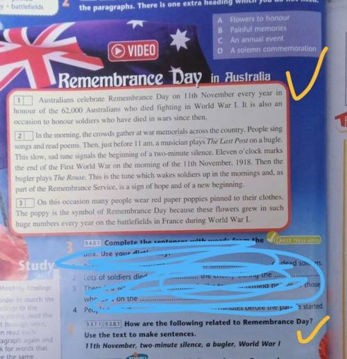 9.3.7.1 9.3.8.1 How are the following related to Remembrance Day? Use the text to make sentences.11t