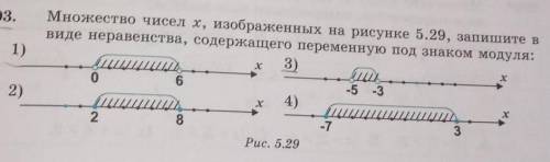 Множество чисел х, изображенных на рисунке 5.29, запишите в виде неравенства,содержащего переменную