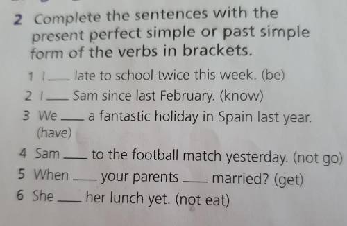 2.Complete the sentences with the present perfect simple or past simple form of the verbs in bracket