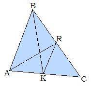 BK и AR — медианы. BR= 9 м; AK= 12 м; RK= 7 м. Найти: P(ABC). Каковы длины сторон? AC= м; BC= м; A