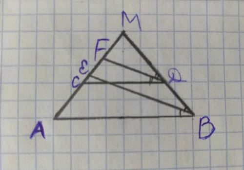 Дано: AB || CD BE - биссектриса угла DBA DF - биссектриса угла CDM DF пересечёт BE?