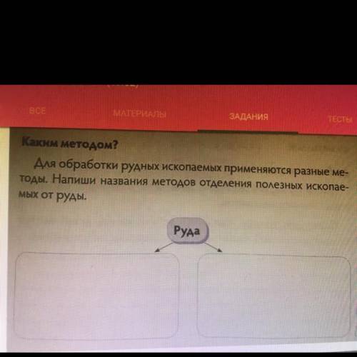 Каким методом? Для обработки рудных ископаемых применяются разные ме- тоды. Напиши названия методов