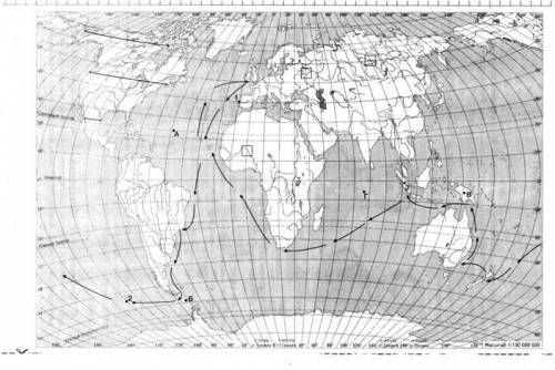 На карте буквами обозначены объекты, определяющие географическое положение материка, по которому про