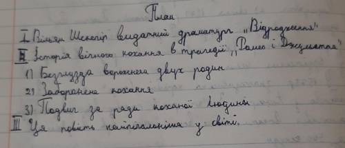 Твір на тему: трагедія В. Шекспіра (За планом)(на українській мові)​ю