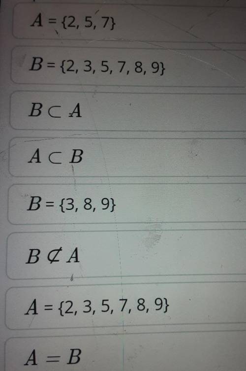 Выбери правильные обозначение изаписи множеств. ​