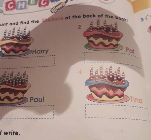 Count and find the Stickers at the back of the book 24 sten andPat3PaulTina​
