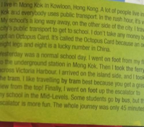 Look at the map of Hong Kong. Read the text again and draw David's route to school in the mornings​