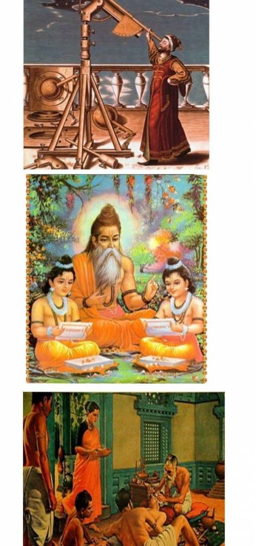 Используя свои знания и рисунки определите, направления развития наук в Древней Индии.​