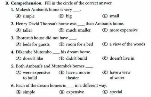 : B. Comprehension . Fill in the circle of the correct answer . 1. Mukesh Ambani's home is very — ,