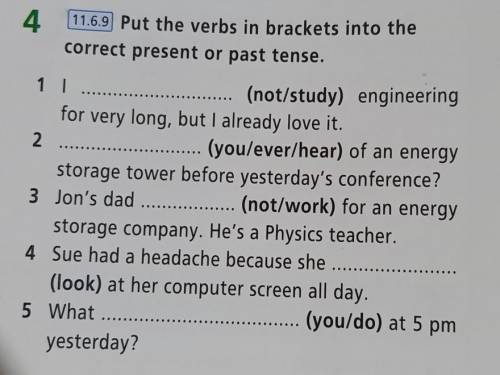 4 11.6.9 Put the verbs in brackets into the correct present or past tense.1 (not/study) engineeringf