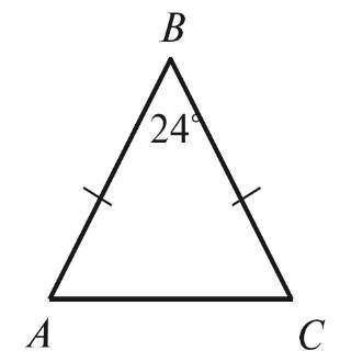 Кут при вершині рівнобедреного трикутника дорівнює 24° (рис.2). Знайдіть невідомі кути цього трикутн