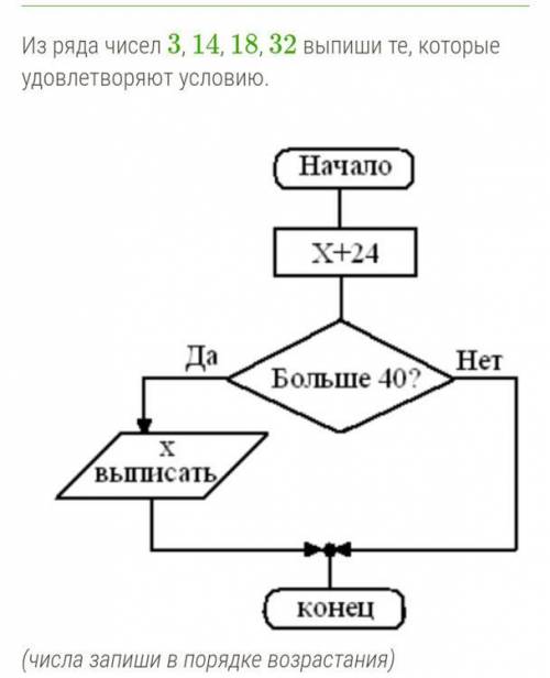 Из ряда чисел 3,14,18,32 выпиши те, которые удовлетворяют условию