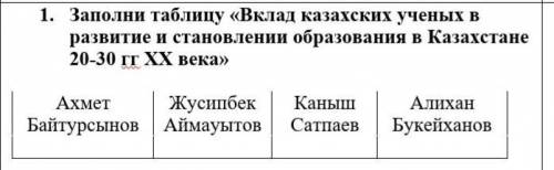 заполни таблицу вклад казахских ученых в развитие и становлении образования в Казахстане 20-30 гг X