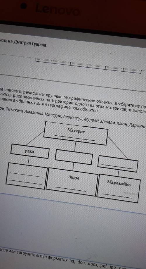 В приведённом ниже списке перечислены крупные географические объекты. Выберите из представленного ни