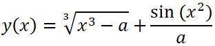Составить программу на Паскале для вычисления значения функции у(х). Значения переменных задайте сам