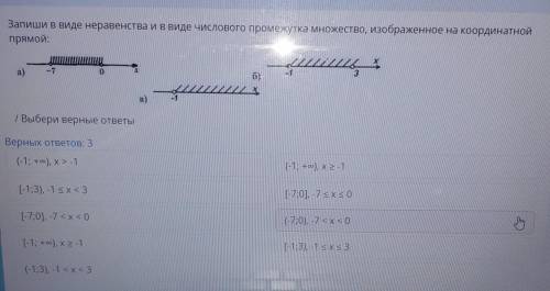 Запиши в виде неравенства в виде числового промежутка множество, изображенное на координатной прямой