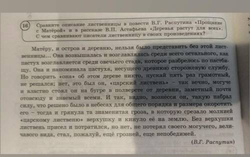 Сравните описание лиственницы в повести Распутина Прощание с Матёрой и в рассказе Астафьева Дерев