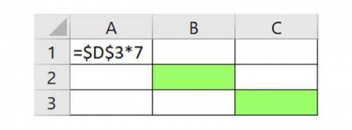 в ячейке A1 электронной таблицы записана формула $D$3*7. Определи, как изменится вид формулы, если с