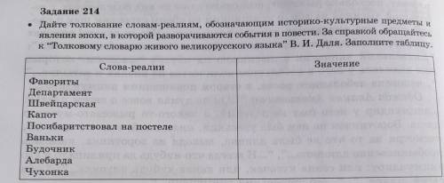 Дайте толкование словам-реалиям Таблицу заполнить