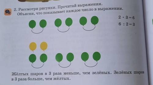 2. Рассмотри рисунки. Прочитай выражения. Объясни, что показывает каждое число в выражении.2.3=66 :