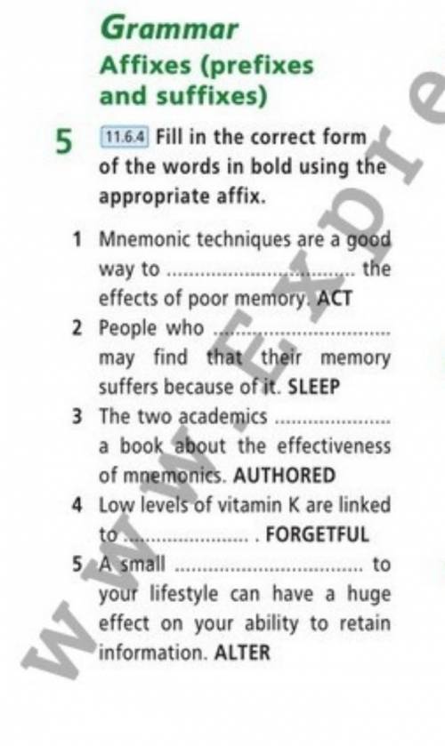 Fill in the correct form of the words in bold using the appropriate affix. 1 Mnemonic techniques are