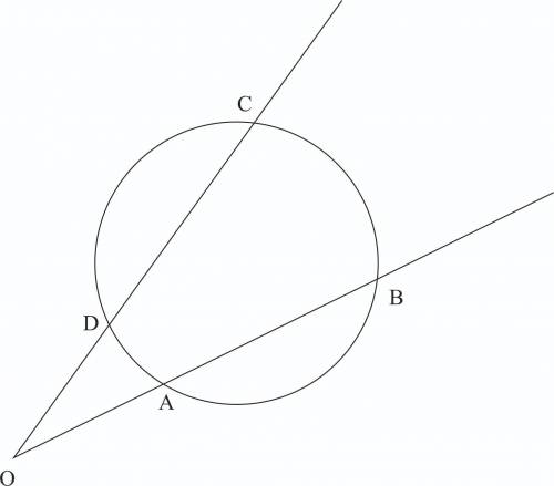 Через точку О к окружности проведены две секущие: ОВ и ОС. DC=4 см, ОА=4 см, AB=11 см. Найдите длину