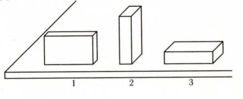. В каком случае из трёх одинаковых брусков оказывает большее давление на стол. Почему? ответ запиши